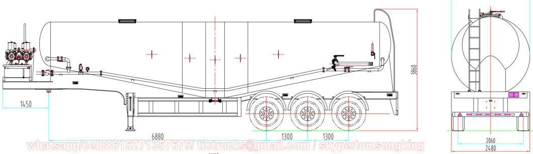 Customizing Aluminum Alloy Bulk Cement Tanker (Transport Fly Ash, Flour, Powder Material)