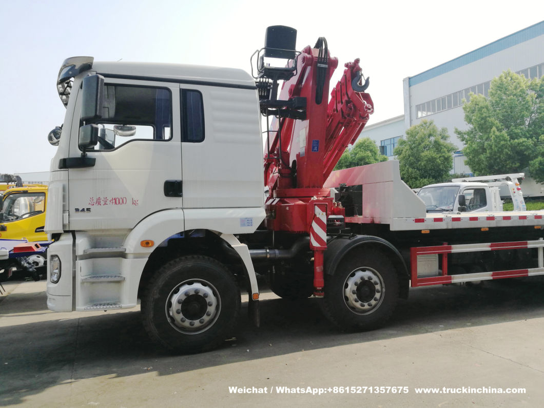 Heavy Car Carrier Flatbed Truck Mounted 10 Ton Knuckle Crane - Shacman F3000, L3000, M3000, H3000 Reovery Wrecker