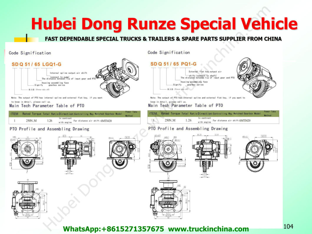 Isuzu Truck Part Pto Sdq51/65 (Gearbox Power Take off For ISUZU QINGLING Transmission DN3-70030-E0, 6MT1420 PTO Assembly)