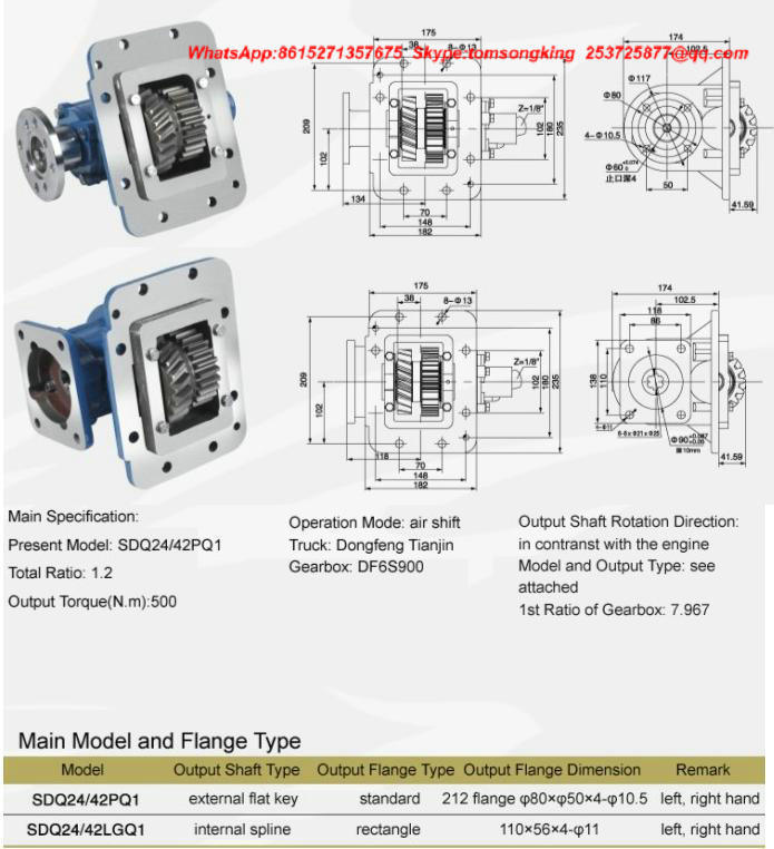 Pto (Power Take Off) Gear Spline Type for Crane Special Vehicle China Truck Shaft Ptosdq12/68 Sdq12/72 Sdq15/75 Sdq21/33 Sdq22/25 Sdq23/30 Sdq23/32 Assembly
