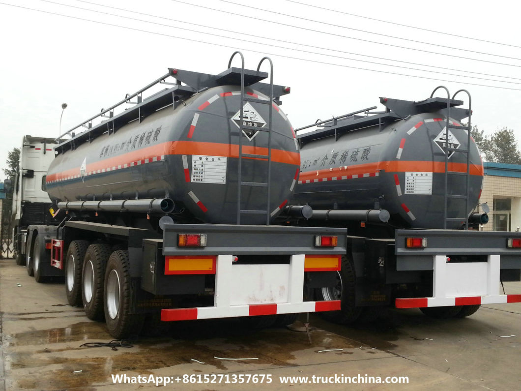 3 Axles Caustic Soda Tanker Semi-Trailer (Sodium Hydroxide Steel Tank Lined LLDPE)