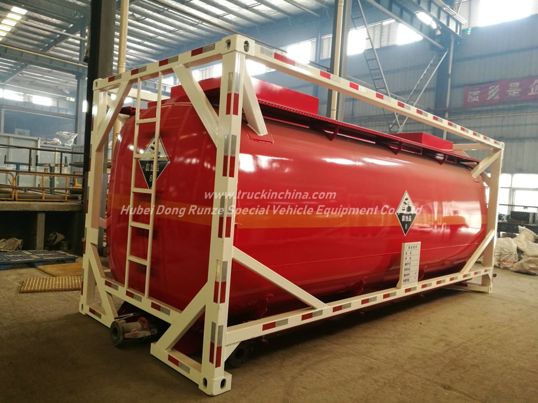 Custermizing 20FT Portable ISO Tank Container For Acid Hydrochloric Acid ,Sodium Hypochlorite,Hydrofluoric Acid ,Sodium Hydroxide (LDPE Lined Tank Container)20K