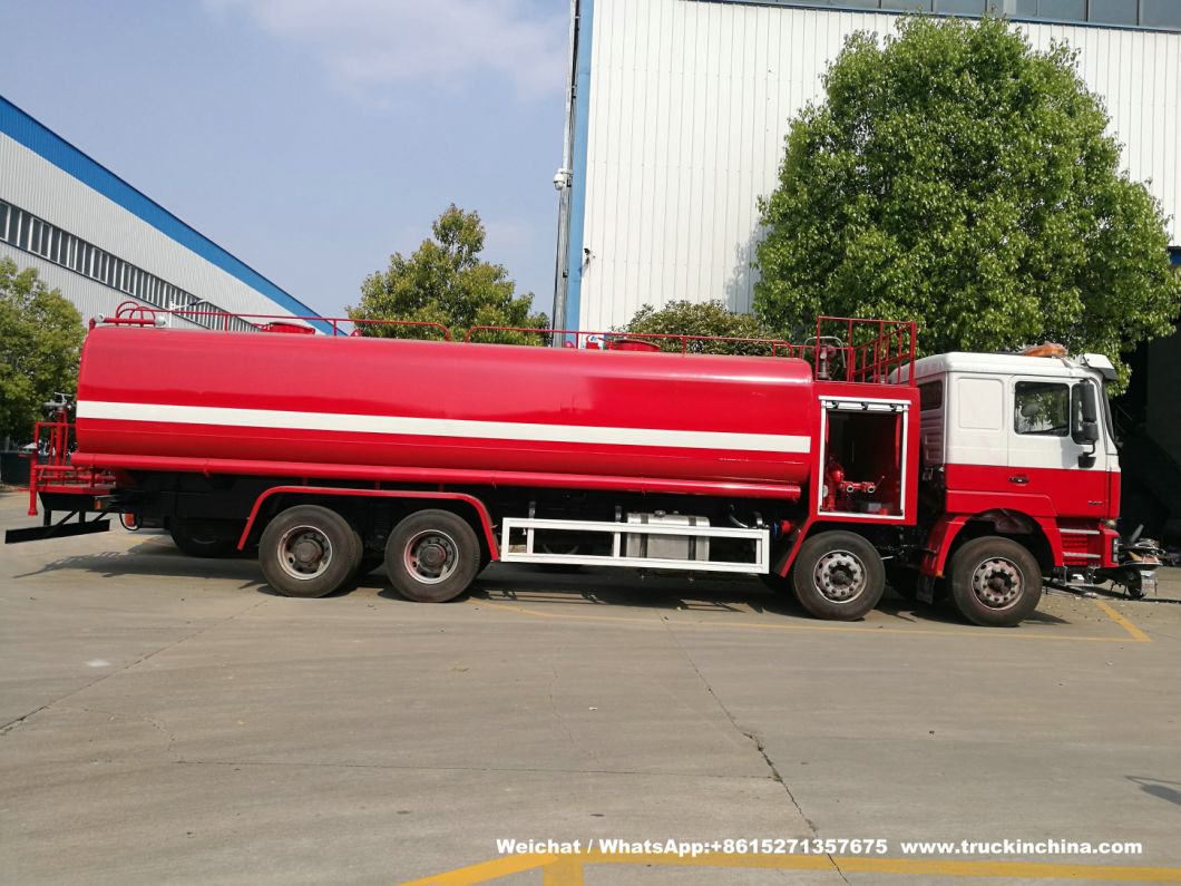 Shacman 12 Wheels Water Tanker Fire Truck 30t Bowser Tank with Fire Pump