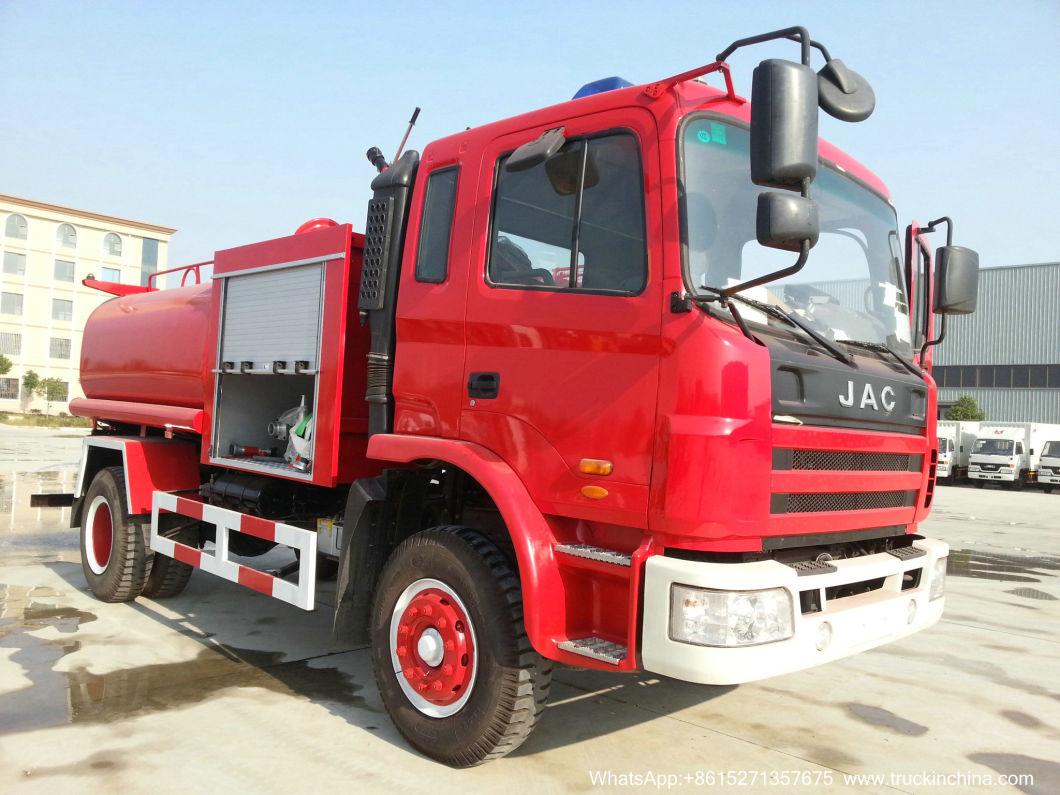 JAC 6 Wheels Drive 6 Ton Water Tanker Mounted with with Fire Water Pump and Fire Monitor Water Cannon Spray 50m