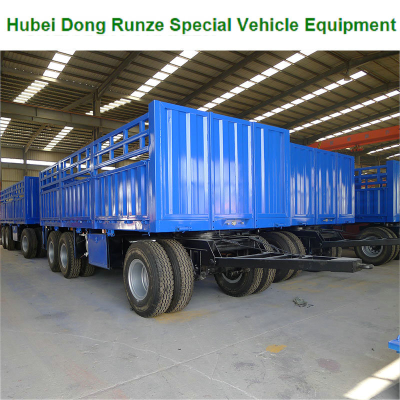 Customized Interlink 2 Flatbed Semi Trailer Truck (Double Combination 20FT Container Trailers Flatbed Or Skeleton Type)