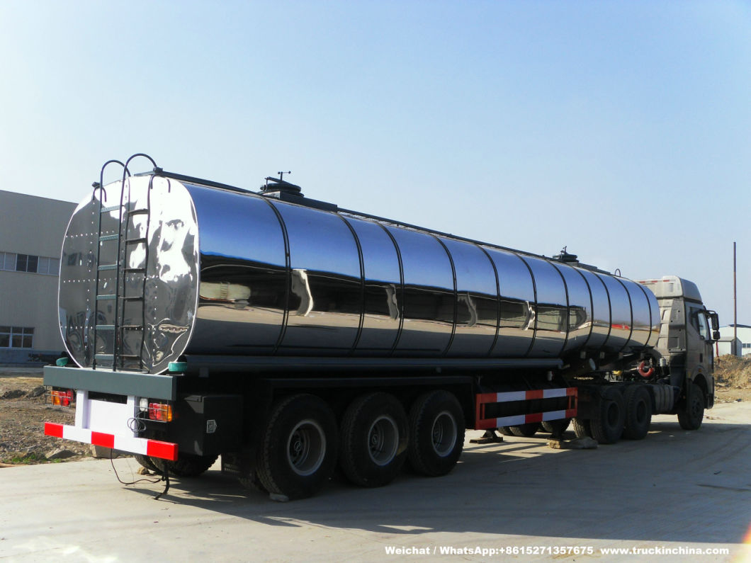 Customzing 40t -60t Heat Insulated Stainless Steel Tanks Trailer (Stainless Aluminium Alloy Tanker Truck For Hot Waxs Chemical Liquids)