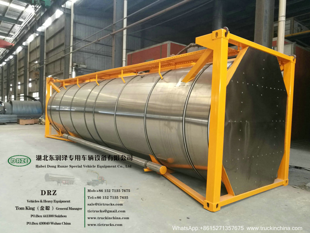 Phosphoric Acid Tank Container Swap Tank Insulated with Stainless Steel Steam Heating Pipe (Road Transport by 30FT ISO Container Trailers)
