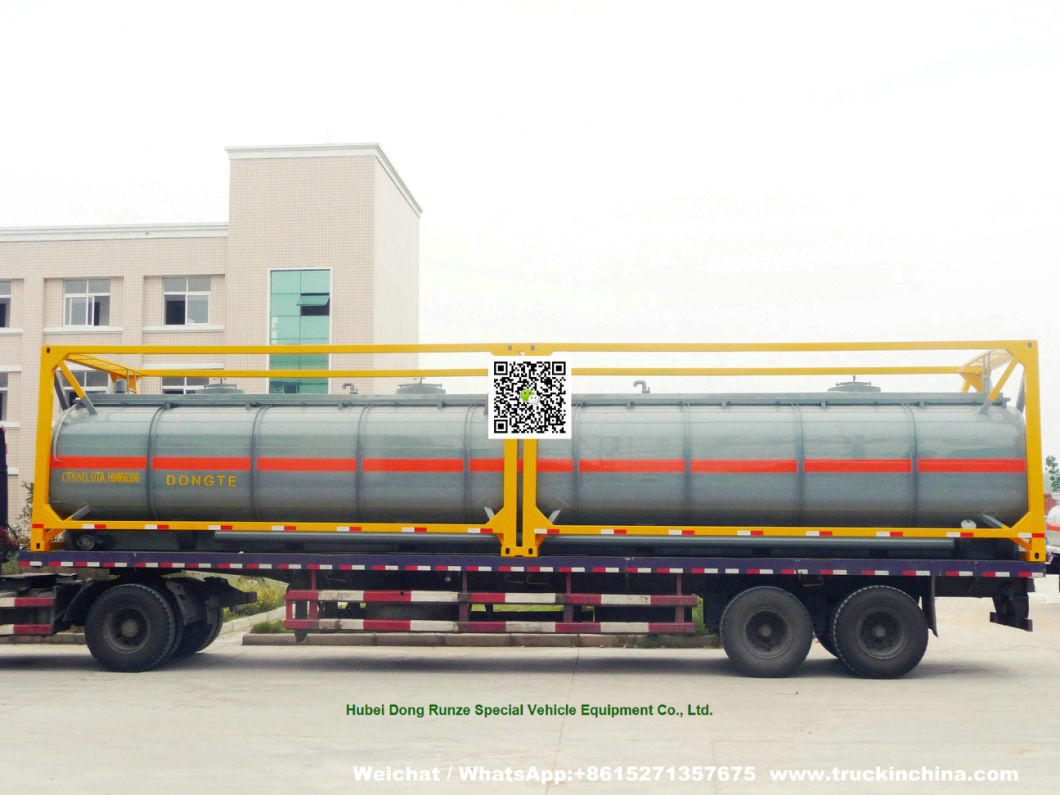 40FT Chemical Tank Container for Road Transport (Dongte 35 -40Ton Bleach Tanks, NaOCL Tanks, Javel Water, HCl Tank Steel Lined LDPE)