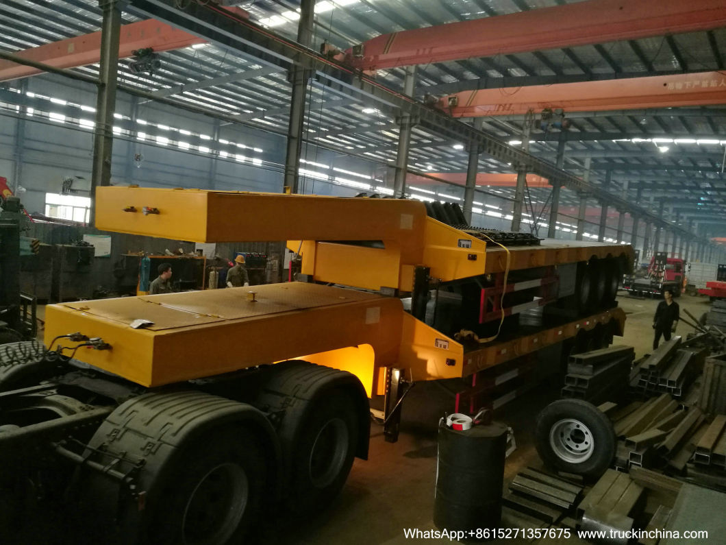 3 Axles Lowbed Trailer 45/60/80/100ton Gooseneck Low Platform Semi-Trailer (Low Bed Trailer Dimensions Truck)