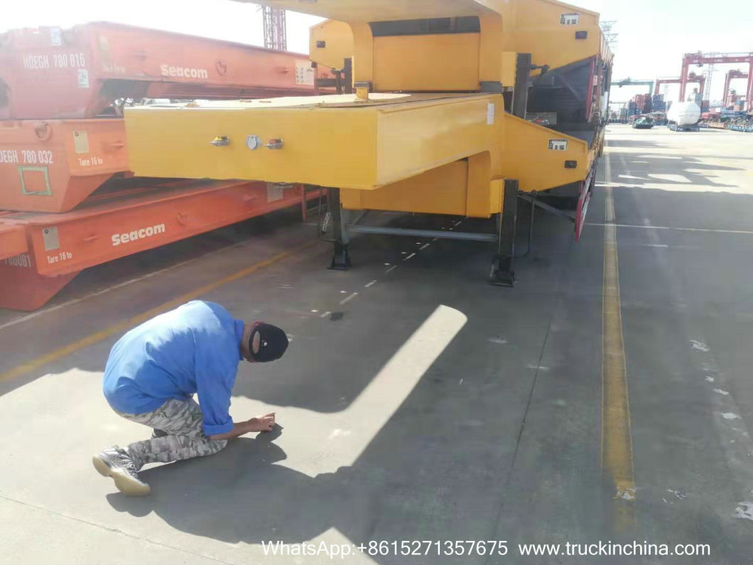 3 Axles Lowbed Trailer 45/60/80/100ton Gooseneck Low Platform Semi-Trailer (Low Bed Trailer Dimensions Truck)