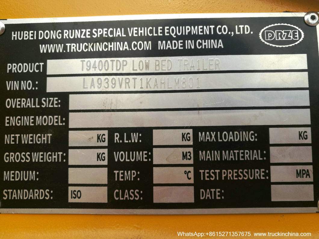 3 Axles Lowbed Trailer 45/60/80/100ton Gooseneck Low Platform Semi-Trailer (Low Bed Trailer Dimensions Truck)