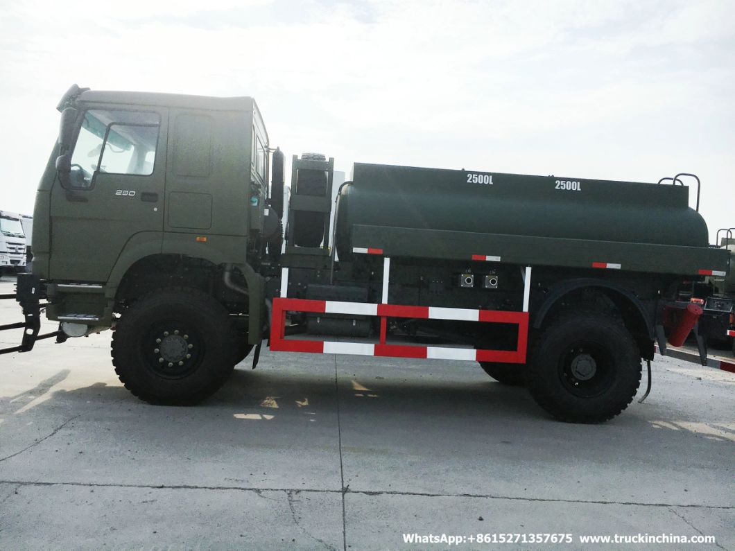 HOWO Diesel Fuel Bowser Truck 5000-10000 Liter (4X4 Wheels All wheels Off Rough Road Transport Gasoline, Diesel Oil, Lubricating Oil and Coal Tar Oil Tanker)