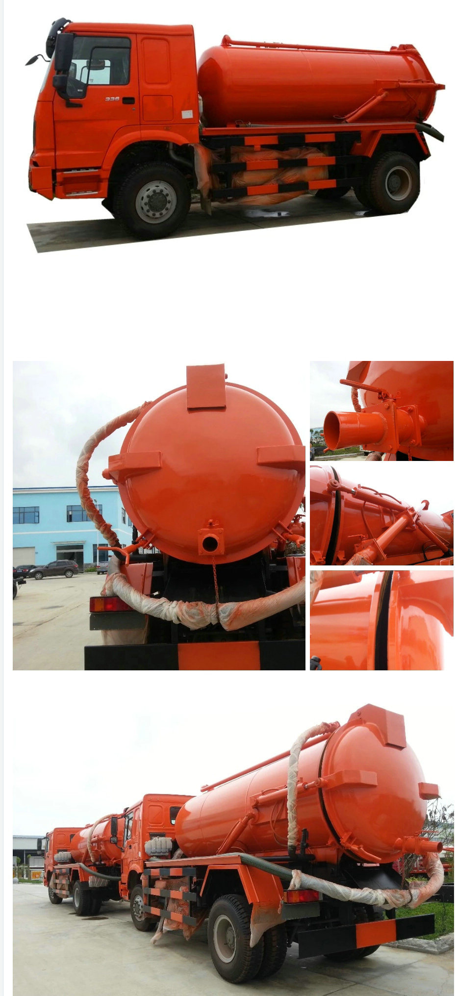 HOWO 8~10 Cbm Septik Tank Vacuum Suction Sewage Tanker Truck for Africa Cesspit Emptier