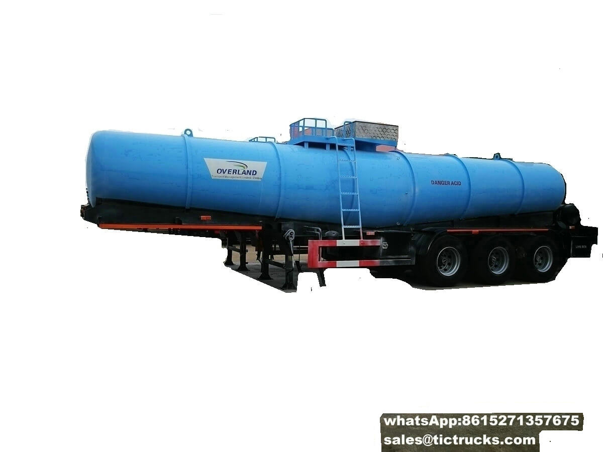 Sulphuric Acid Tanker Trailer V shape 21000L air bag suspension