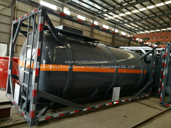 20FT Hydrochloric Acid ISO Tank Container 16KL -20KL Steel Tank Lined LDPE 16mm