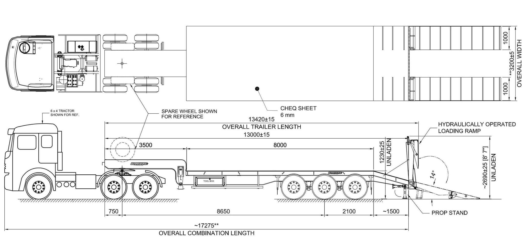 lowbed trailer- 3 Axle Low Bed Semi Trailer