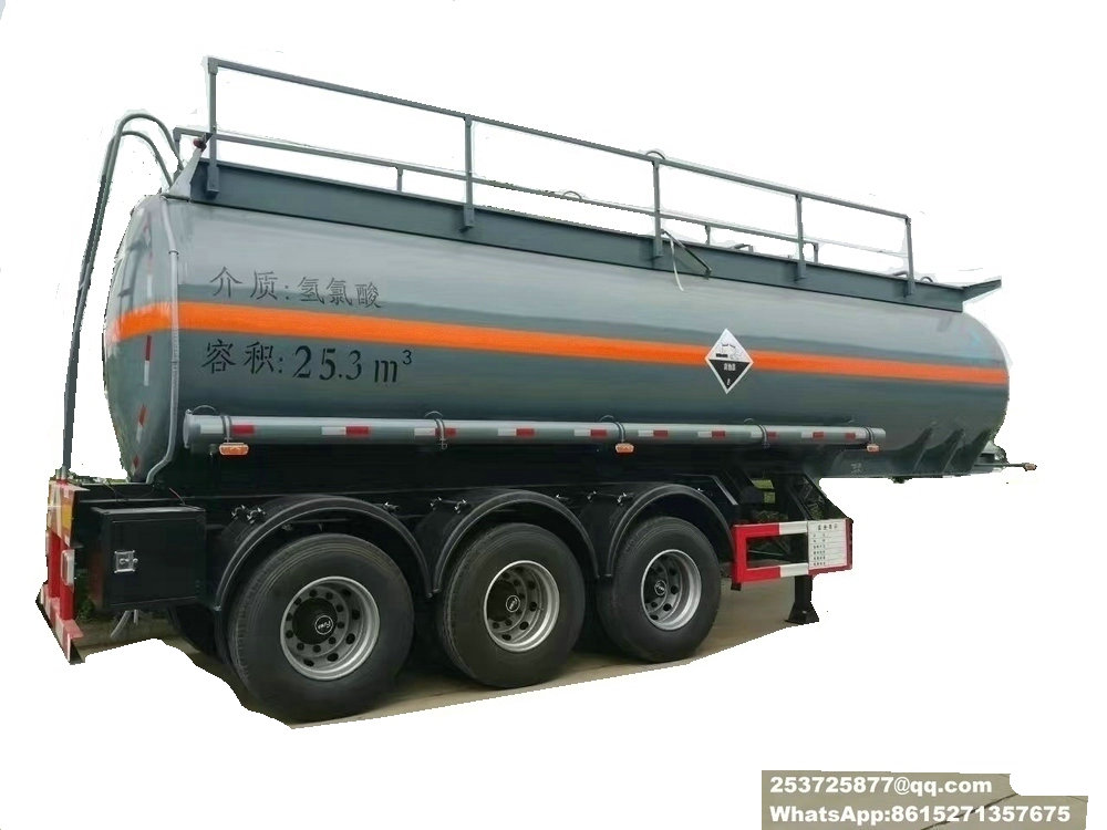 tri axles Hydrochloric acid tanker trailer for transport Hydrochloric acid 25.3m3