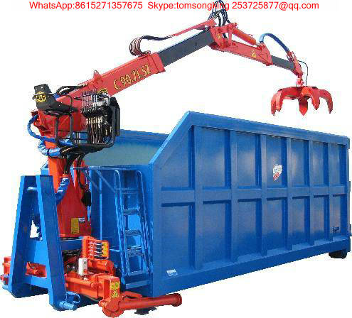 hooklift bin fresh garlic grap loading crane 2