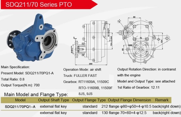 PTO gearbox SDQ211-70