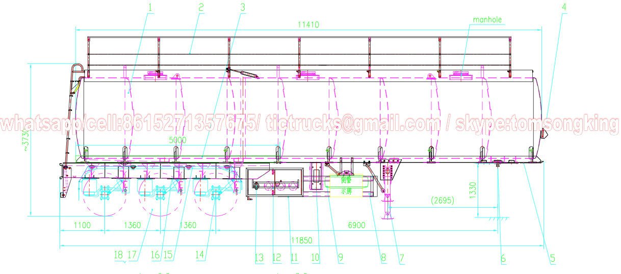 Aluminum Tanker Trailer Features diagram