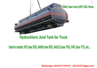 Hydrochloric Acid Tank Parts Tank Body for Truck Transport HCl (max 35%), NaOH (max 50%), NaCLO (max 10%), PAC (max 17%)