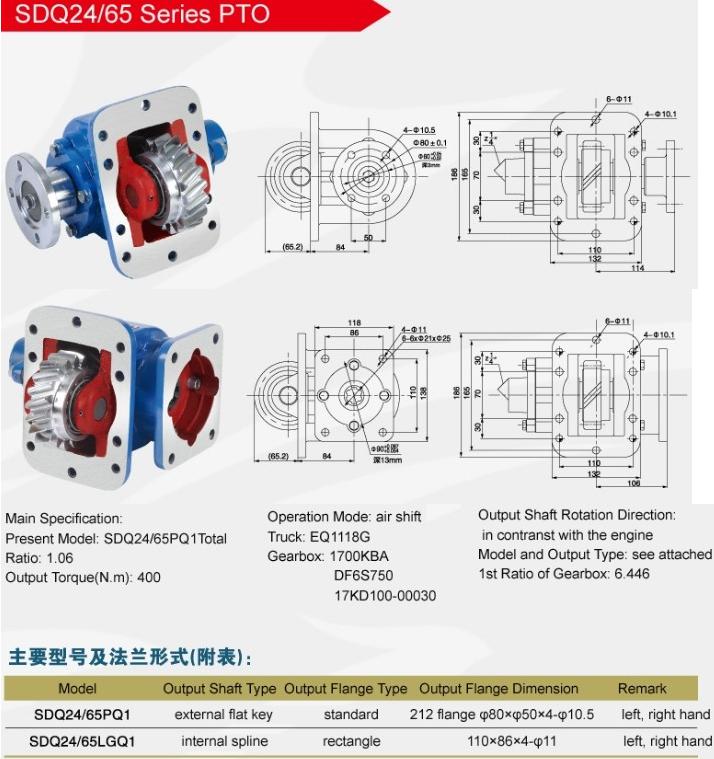 Dongfeng Kingrun Truck PTO for DF6S900 Gearbox PTO Assembly