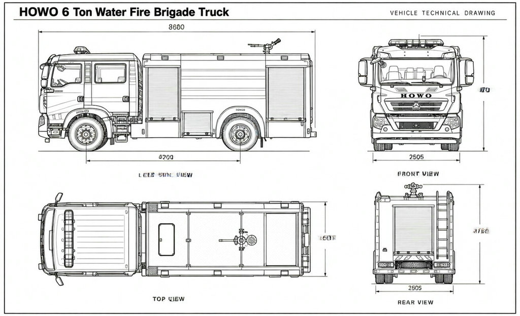 HOWO 6000L Water Tank Fire Trucks (3) HOWO 6000L Water Tank Fire Trucks (3)